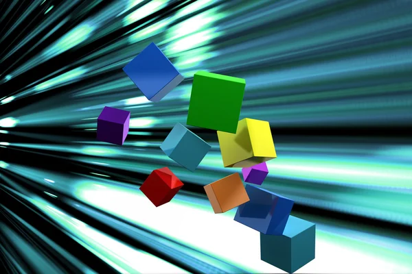 Image composite de cubes colorés 3d flottant — Photo