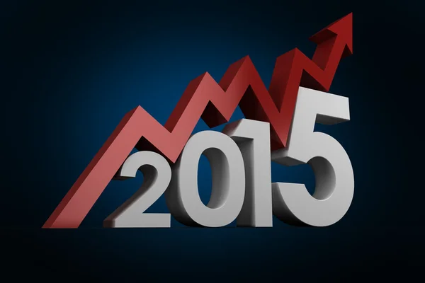 Composite image of 2015 with red arrow — Stock Photo, Image