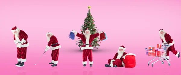 Složený obraz různých santas — Stock fotografie