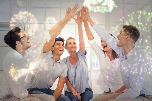 Casual business team high fiving — Stock Photo, Image