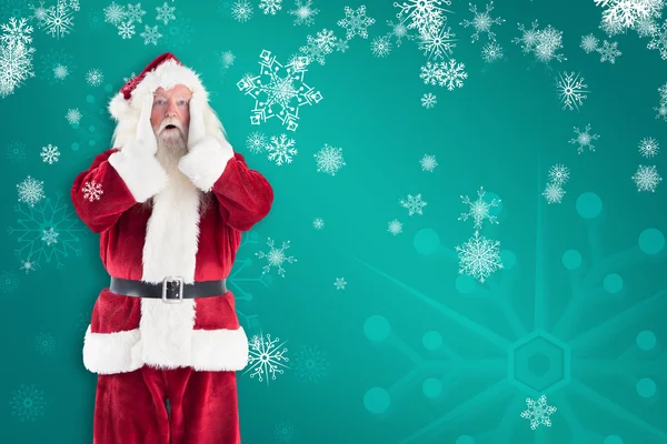 Santa is geschokt naar camera — Stockfoto