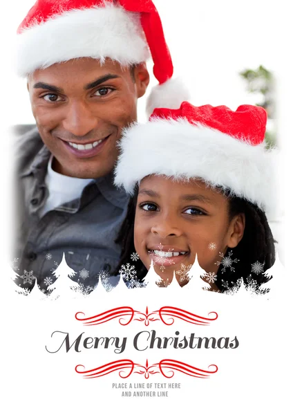 Padre e hijo sosteniendo un regalo de Navidad — Foto de Stock