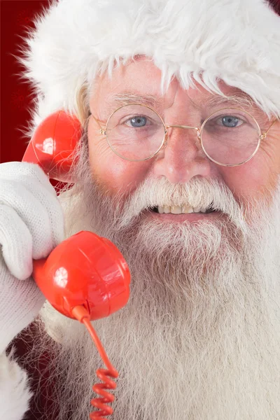 Santa on red phone — Stock Photo, Image