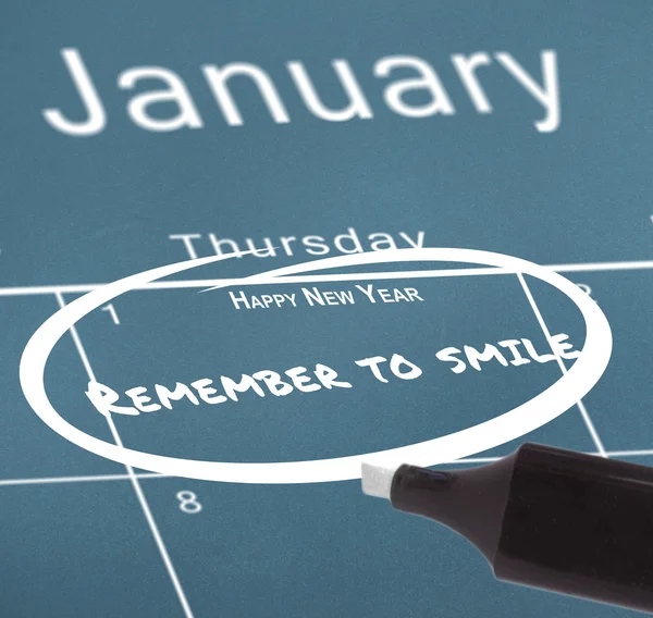 Резолюція Нового року за календарем — стокове фото