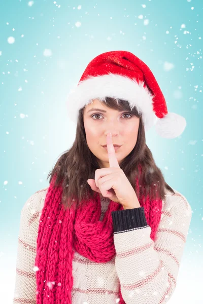 Brunette keeping a secret — Stock Photo, Image