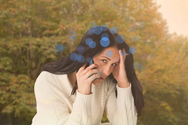 Image composite de la femme sur un mauvais appel — Photo