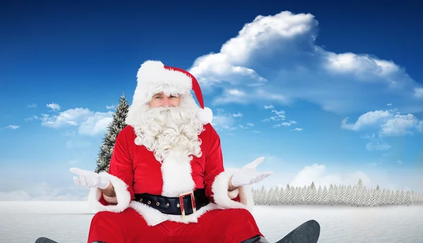 Babbo Natale dubbioso seduto da solo — Foto Stock