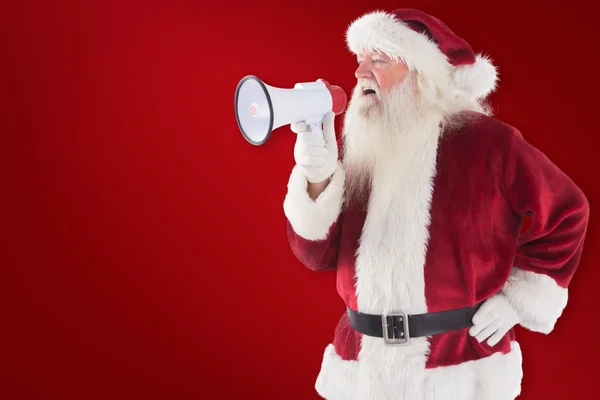 圣诞老人使用扩音器 — 图库照片