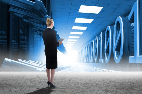 Businesswoman holding new tablet — Stock Photo, Image