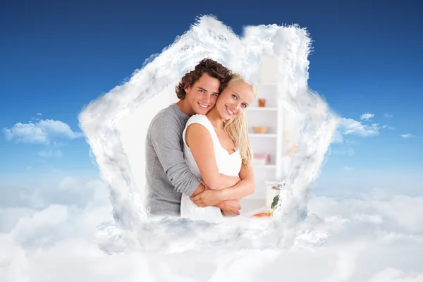 Immagine composita di giovane coppia in posa — Foto Stock