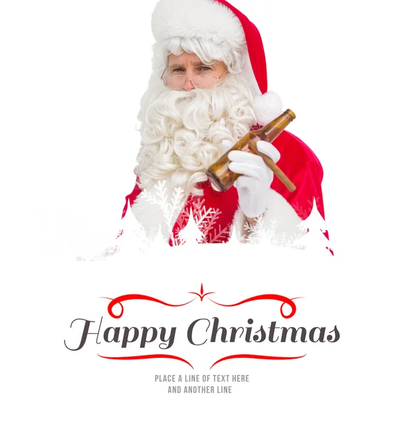 Santa claus holding beer and cigar — Stock Photo, Image