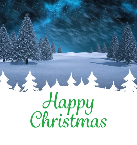Happy christmas against snowy landscape — Stock Photo, Image