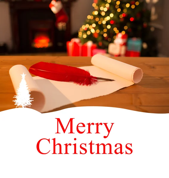 Merry christmas against christmas parchment — Stock Photo, Image