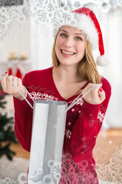 Festliche Blonde Eröffnungsgeschenktasche — Stockfoto