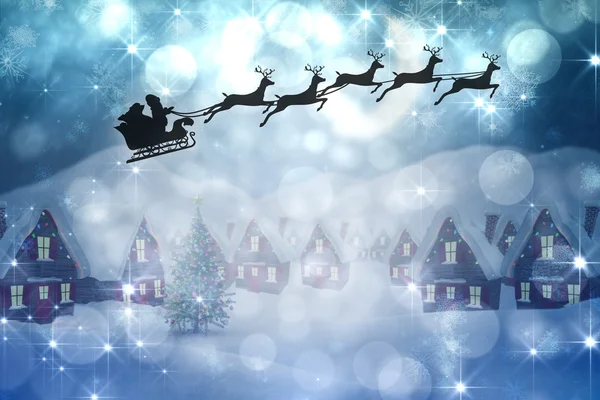 Silhueta de Papai Noel e renas — Fotografia de Stock