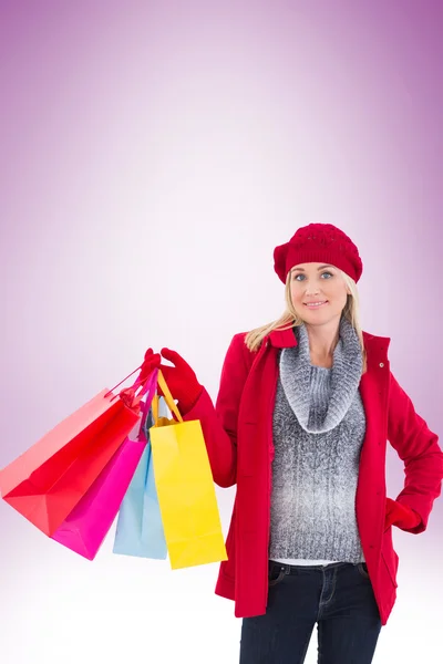 Blond hospodářství nákupní tašky — Stock fotografie