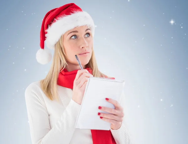 Bionda scrivere la sua lista di Natale — Foto Stock