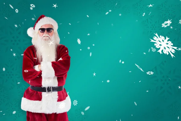 Santa Claus bär svarta solglasögon — Stockfoto