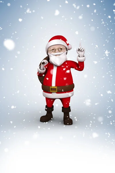 Cartoon santa with snow falling — Stock Photo, Image