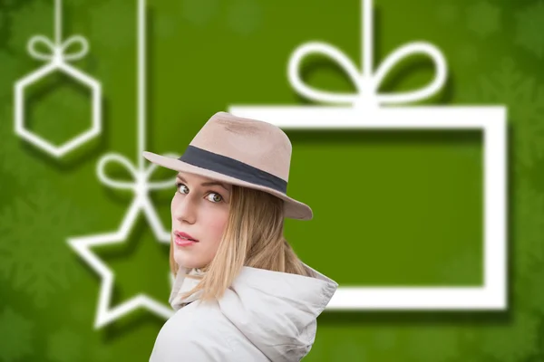 Composite image of pretty hipster blonde — Stock Photo, Image