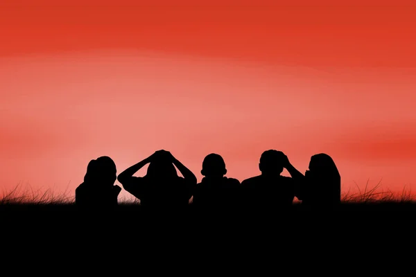 Silhouettes of football supporters — Stock Photo, Image