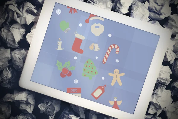Noel grafik tablet pc karşı — Stok fotoğraf