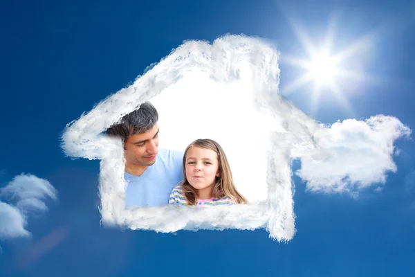 Little girl and her father having breakfast — Stock Photo, Image