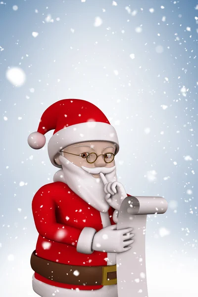 Cartoon santa with snow falling — Stock Photo, Image