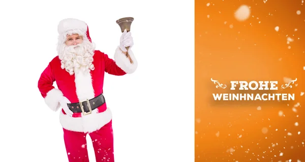 Složený obraz santa claus zvoní zvon — Stock fotografie