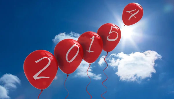 2015 balloons against blue sky — Stock Photo, Image