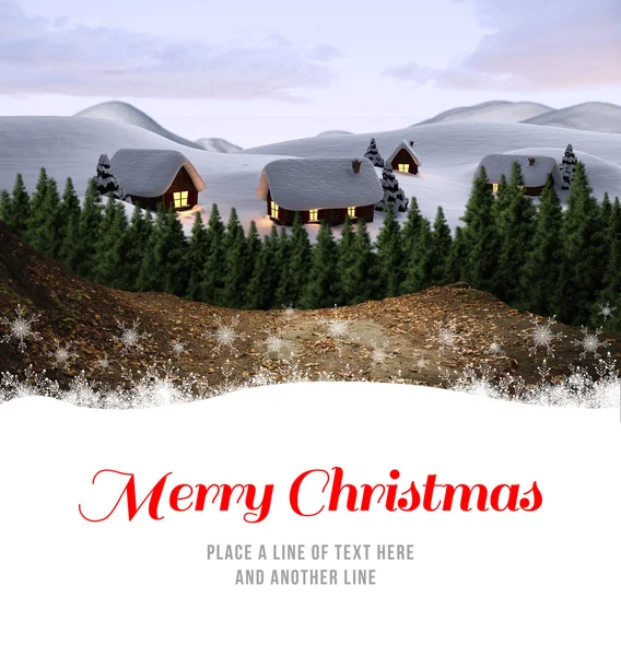 Frohe Weihnachten gegen niedliches Dorf — Stockfoto