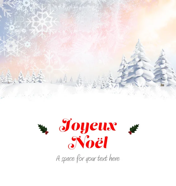 Joyeux noel contra el paisaje nevado — Foto de Stock