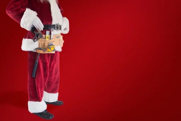 Pai Natal está usando um cinto de ferramentas — Fotografia de Stock