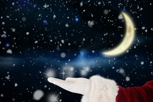 Santa Claus toont open hand — Stockfoto