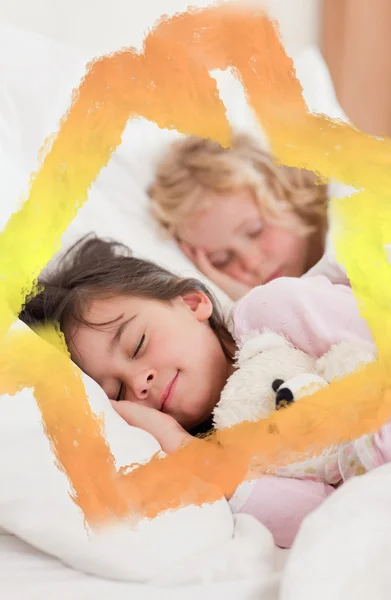 Portrait of siblings sleeping — Stock Photo, Image