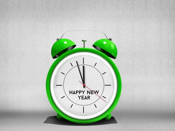 Happy new year in alarm clock — Stock Photo, Image