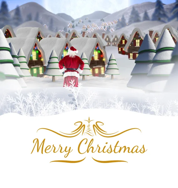 Babbo Natale consegna regali al villaggio — Foto Stock