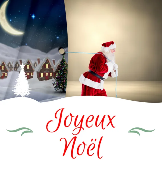 Image composite du Père Noël tirant la corde — Photo