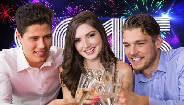 Composite image of friends toasting with champagne — Stock Photo, Image