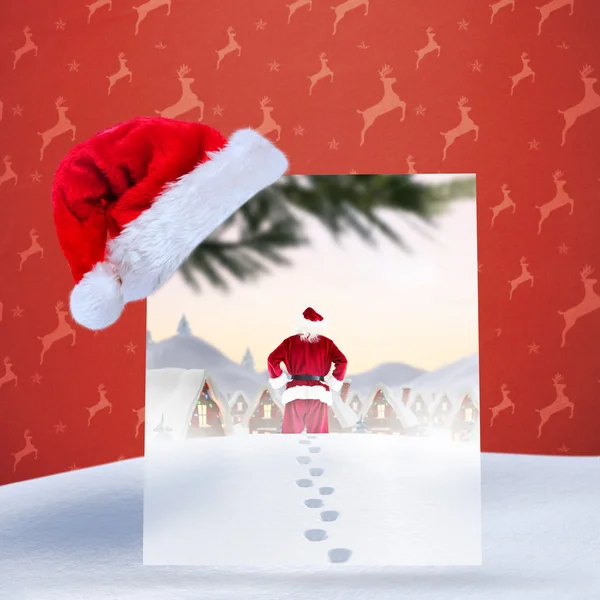 Santa delivery presents to village — Stock Photo, Image