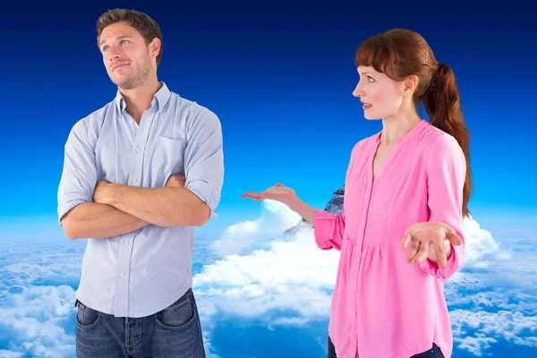 Woman arguing with uncaring man — Stock Photo, Image