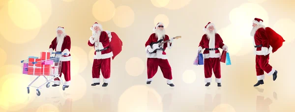Złożony obraz różnych Santas — Zdjęcie stockowe