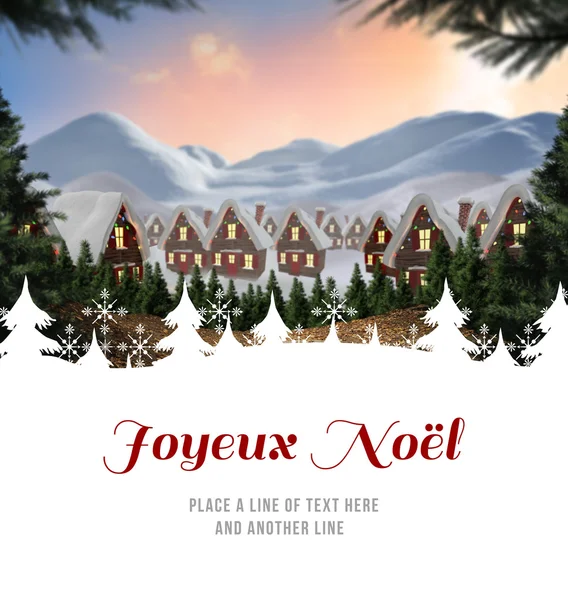 Joyeux noel contro villaggio carino — Foto Stock