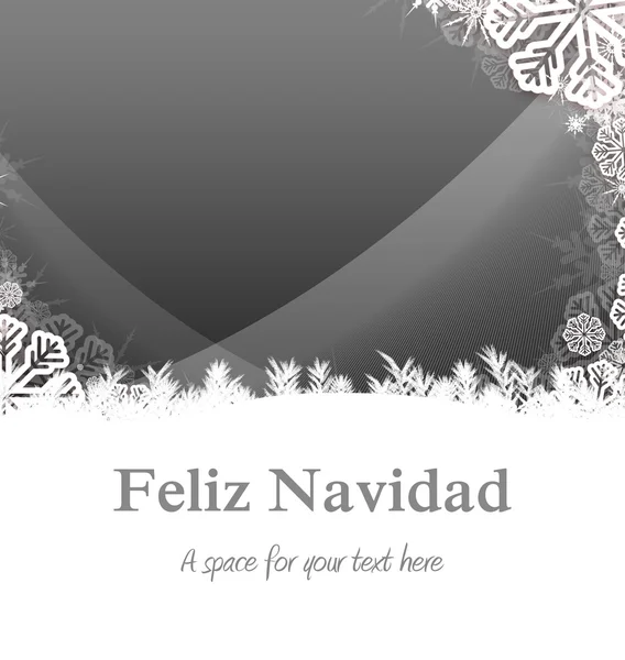 Noel kar tanesi karşı Feliz navidad — Stok fotoğraf
