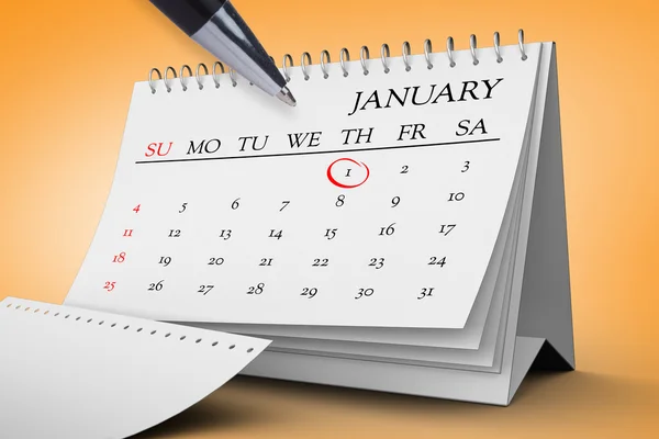 Kompositbild des Januars im Kalender — Stockfoto