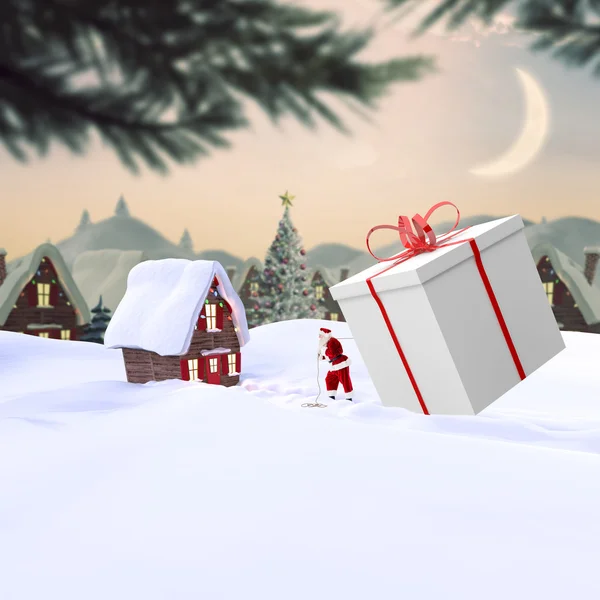 Santa leveren grote geschenk — Stockfoto