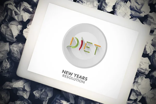Diet nyår resolution mot tablet — Stockfoto