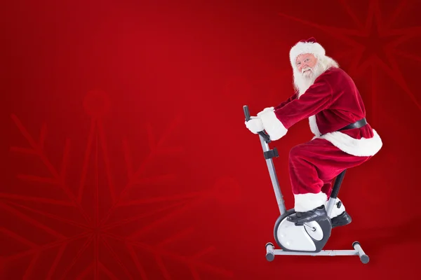 Babbo Natale utilizza un home trainer — Foto Stock