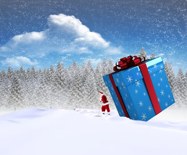 Santa consegna grande regalo — Foto Stock