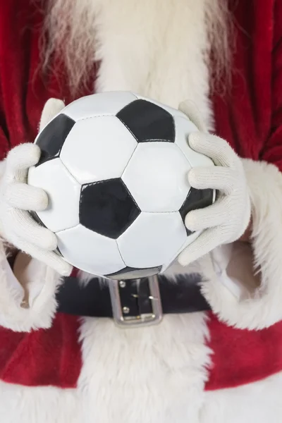 圣诞老人拥有经典足球 — 图库照片